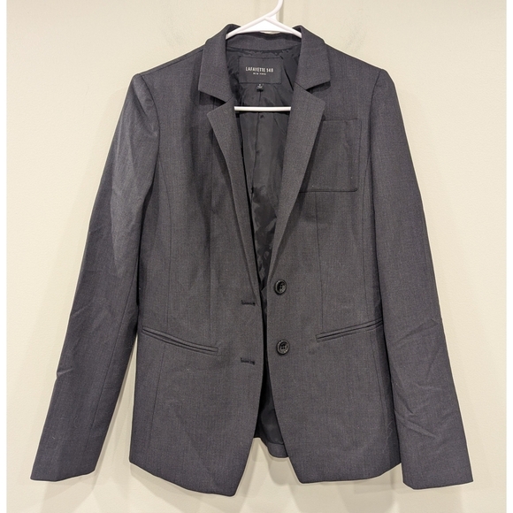 Lafayette 148 New York Grey Wool Blend Two Button Closure Blazer Size 4 - Picture 1 of 6